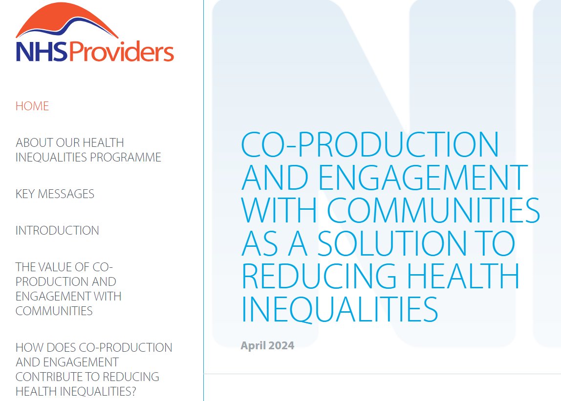 Improve healthcare & tackle inequalities! This report explores how co-production (working with communities) can empower patients & address health disparities. Valuable resource for anyone interested in patient engagement 👇 nhsproviders.org/co-production-… @LouWaters_QI @FabNHSStuff