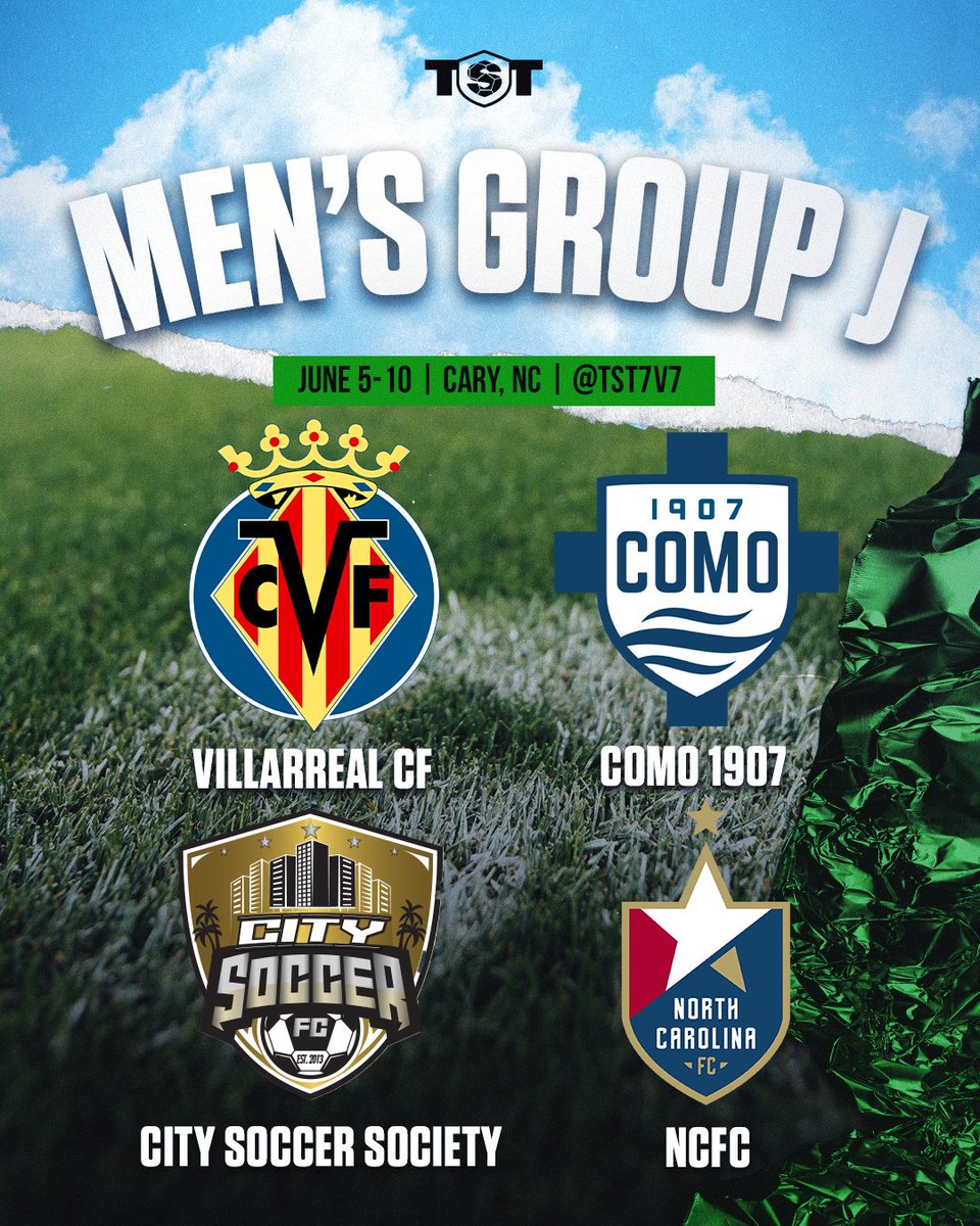 We now know who we'll face in @TST7v7 ! See you in June, @Como_1907, @NorthCarolinaFC and City Soccer Society 🔥