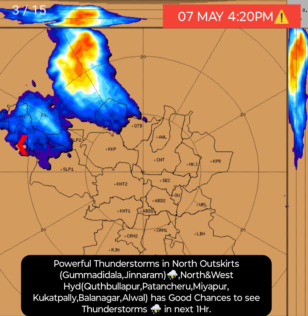 POWERFUL THUNDERSTORMS ⛈️⚡ in North Outskirts #Gummadidala #Jinnaram Surrounding

North #Hyderabad Has Good Chances to See rains in next 1Hrs, Other Parts of the City need to wait some more time.

#Hyderabadrains #quthbullapur #patancheru #miyapur #kukatpally #balanagar #alwal