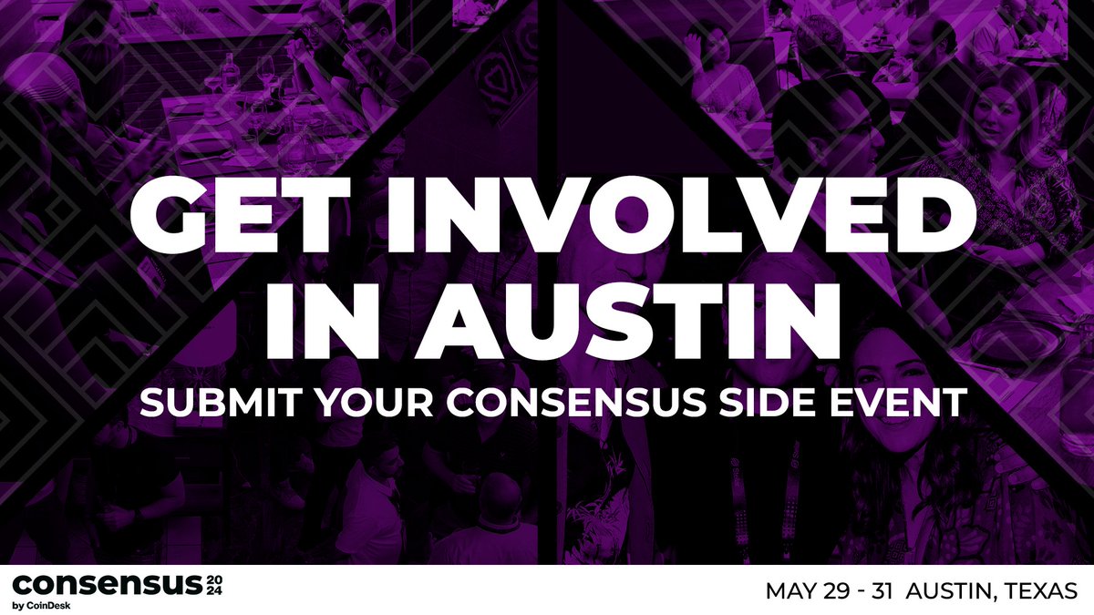 Hosting a side event at #Consensus2024 in Austin? 🔗 Don't forget to submit it to our official list: consensus2024.coindesk.com/agenda-side-ev…