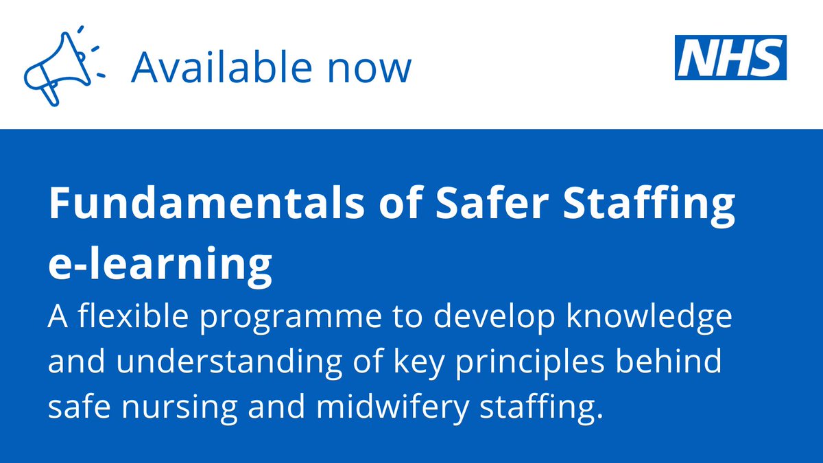 The Fundamentals of Safer Staffing programme provides a flexible e-learning route to increase awareness and knowledge of the fundamental principles of safer staffing. #teamCNO @NHSE_TEL To start the programme visit. ▶️ e-lfh.org.uk/programmes/fun…