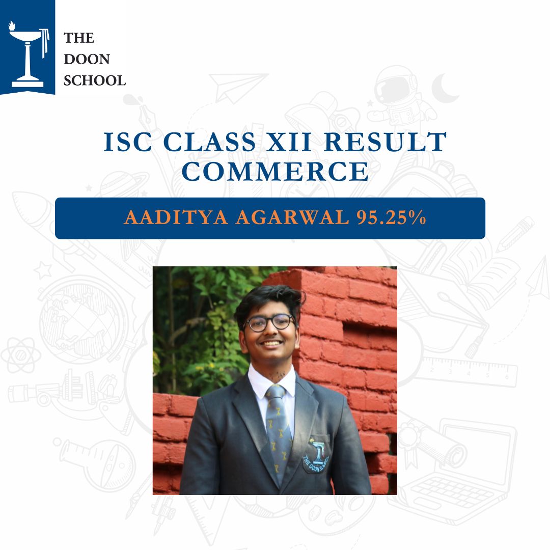 #TheDoonSchool #ISC Class XII (2023-24) results: 
•Average Batch %: 85.89% 
•42% scored 90% and above 
STREAM TOPPERS: 
•Humanities - Vishwa Vijay Singh Rathore 99.25% 
•Science - Vinesh Uniyal 94.75% 
•Commerce - Aaditya Agarwal 95.25%

Congratulations!