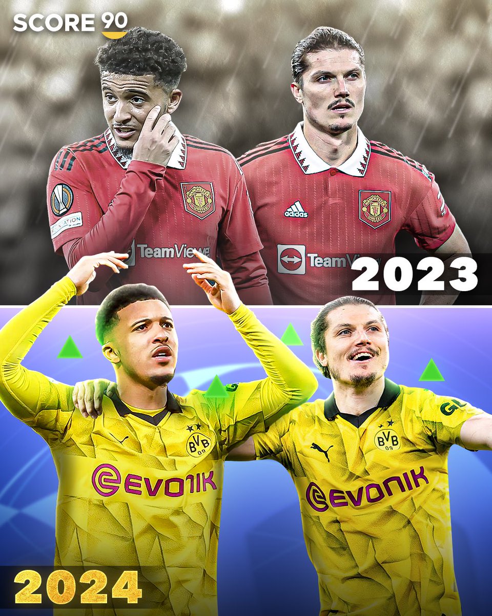 Just a year ago, Sancho and Sabitzer were having a tough time at Man United. Tonight, they have the chance to lead Dortmund all the way to the UCL final 🤯💫