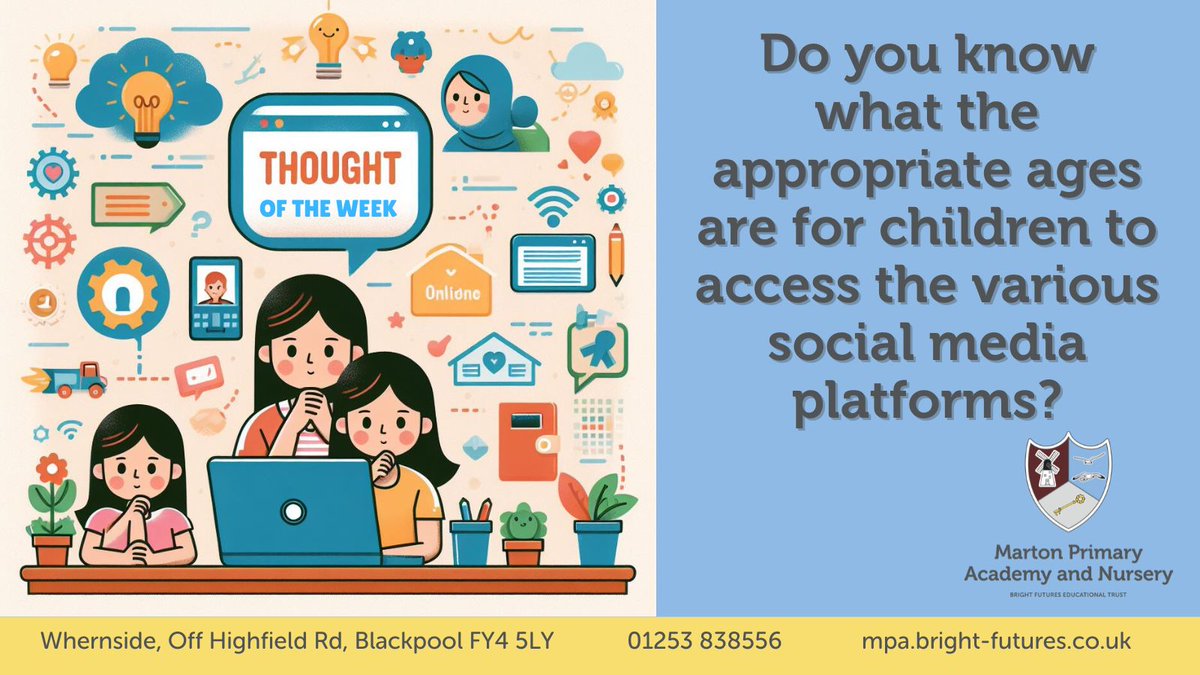 Following age guidelines on social media platforms is crucial. Most platforms have a minimum age limit of 13, though WhatsApp is higher. Learn why it's important to follow the guidelines 👉 fosi.org/good-digital-p…
#WeAreMarton #WeAreBrightFutures #StaySafeOnline @BrightFuturesET