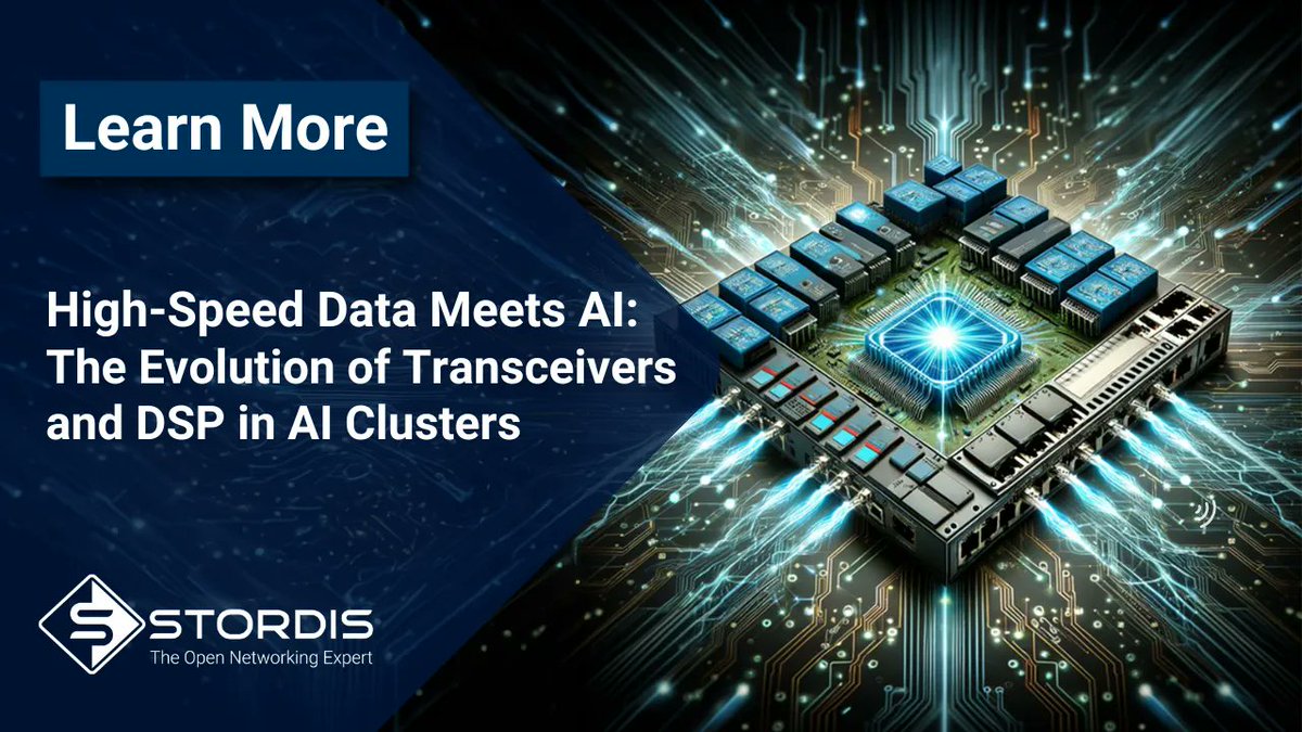 Explore the Evolution of Transceivers and #DSP in #AI Clusters! In this comprehensive blog post, @MariannaPudlis1 will guide you through everything you need to know, from the basics of AI to the complex roles of transceiver bandwidth and DSP ➡️ stordis.com/open-networkin…