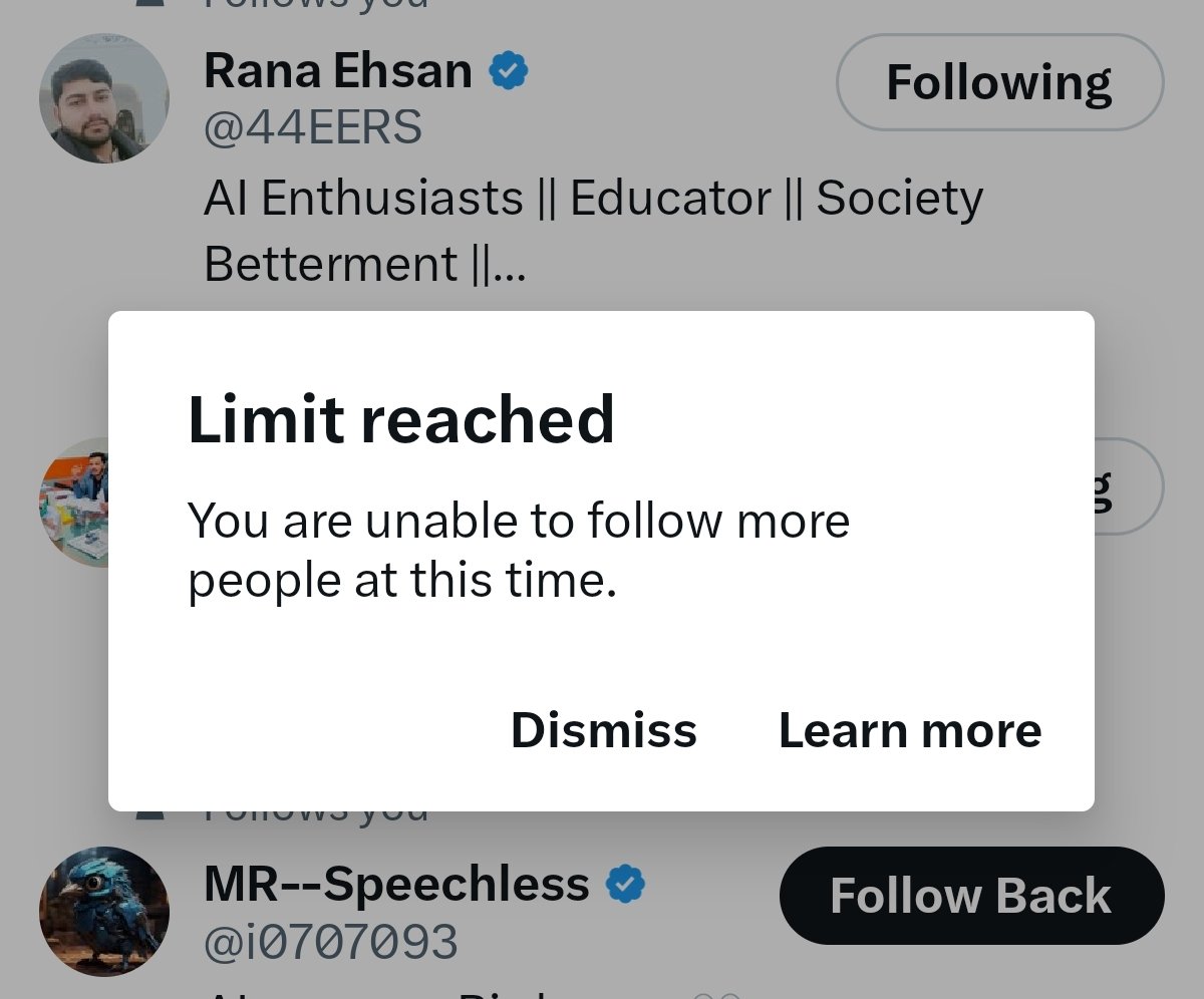 Friends Follow back par restriction lagi hai Koi btaa sakta hai esa kyu hai Kal se Plzz