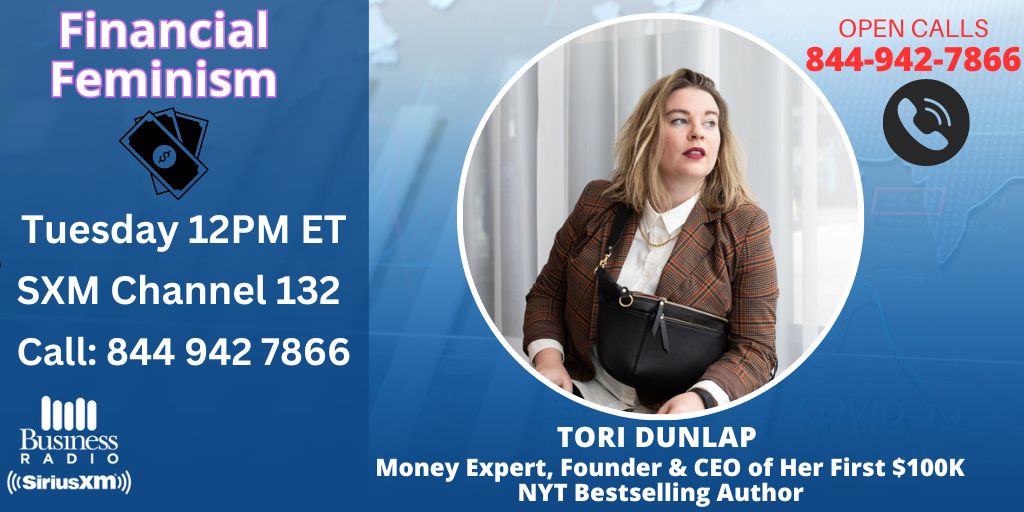 TODAY at 12pm ET/9am PT - Money Expert Tori Dunlap hosts 'Financial Feminism' to help YOU build WEALTH💵 📞OPEN CALLS ALL HOUR: 844-942-7866. This is your chance to ask @HerFirst100K any money related questions! 🔊Tune in TODAY on @SIRIUSXM Ch. 132🔊