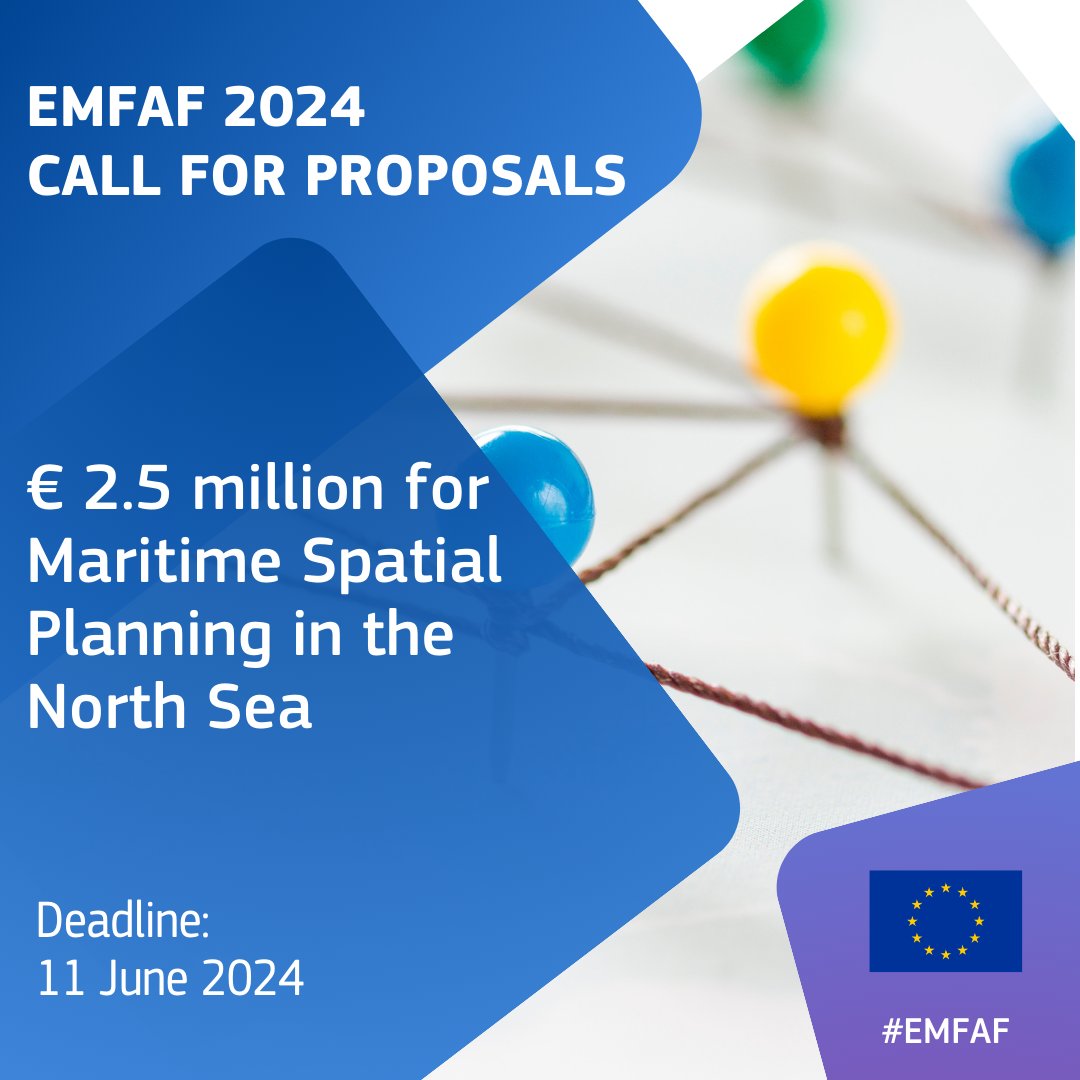 🚨 New #EMFAF Call for Proposals has just opened with € 2.5 million of co-funding! 🎯 The aim is to facilitate the implementation of Maritime Spatial Planning in the North Seas Apply by 11 June👇 europa.eu/!rm4rwc