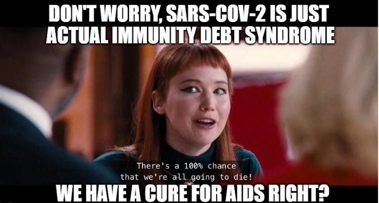 @amymitchellart Correct. The virus didn't evolve to be permanent AIDS, it was the policy of Let'ER R.I.P. (Re-Infection Policy). 

I get a great deal of flack for taking their minimizing terminology of Actual Immunity Debt Syndrome (AIDS) and using it against them. 

#AirborneAIDS 
#WearN95