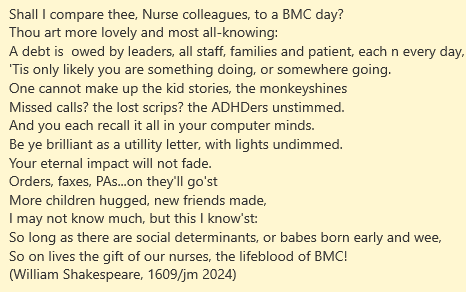 One of my favorite Shakespearean sonnets, tweaked (yet again, here) for #NursesWeek to the esteemed nurses @The_BMC ...and everywhere!