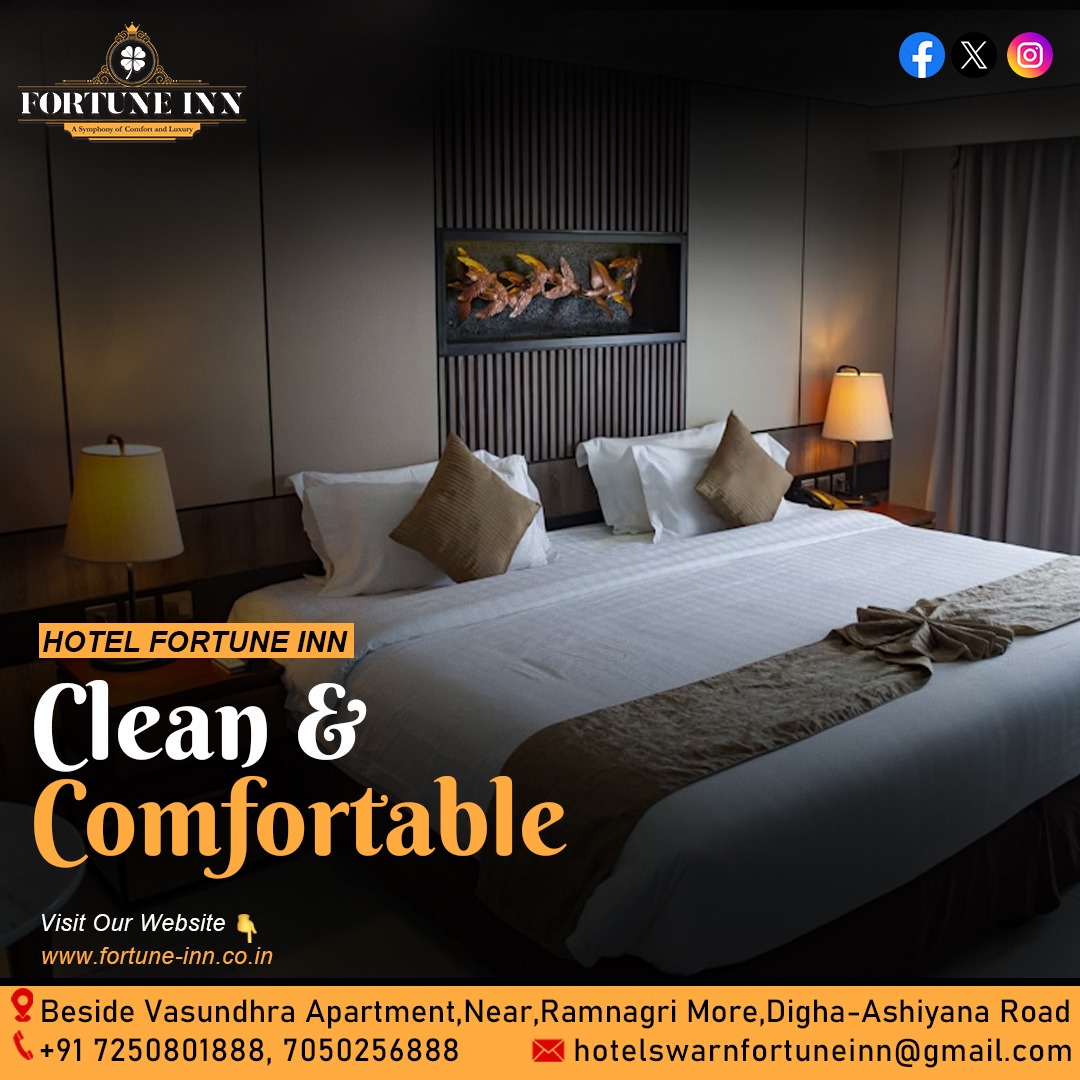 Welcome to your haven of cleanliness and relaxation! 

📞Call us at 7250801888, 7050256888
Visit us- fortune-inn.co.in

#HotelSwarnFortune #UltimateComfort #LuxuryRetreat #MemorableStay #ElegantStay #HotelBliss #hasslefree  #HotelCharm #Digha #Patna #Bihar