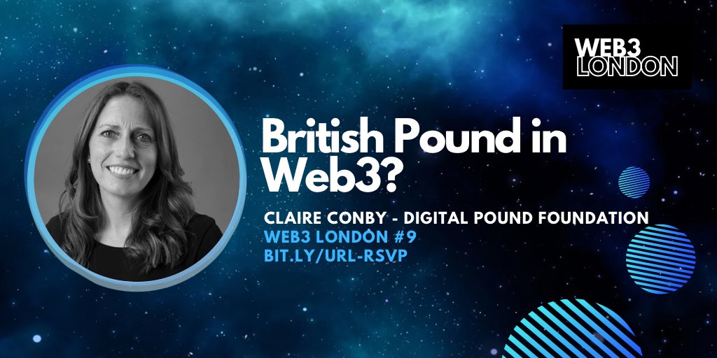 Yay! Come join us tomorrow for *Web3 London #9*!💂‍♂️🇬🇧 Meet Claire Conby @digitalpoundfdn 💜 ✅ FREE event ✅ 3x guest speakers ✅ Talks + panel + afterparty RSVPs sold out 🚨 meetup.com/web3london Special thanks to @BarclaysUK for hosting! #web3 #london ✨🚀