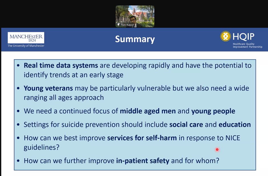 Professor Kapur summarises the conclusions and recommendations from recent research findings from the Centre for Mental Health and Safety #NCISH2024