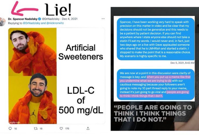 Everyone interested in #Keto and cholesterol should watch Nick’s best explanation of his thoughts and how to move the research forward. I’m very familiar with all this but this idea stopped me. Misinformation from critics like @DrNadolsky shown here has had a hidden effect on