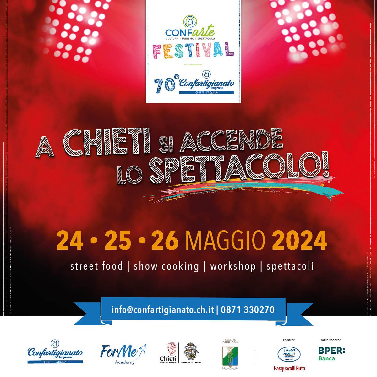 🎭 Street food, show cooking e workshop: dal 24 al 26 maggio a #Chieti il #ConfArteFestival. Scopri tutte le iniziative in programma: CLICCA QUI 👇🏻
buff.ly/4bpbg12

#NoiConfartigianato #CostruttoriDiFuturo