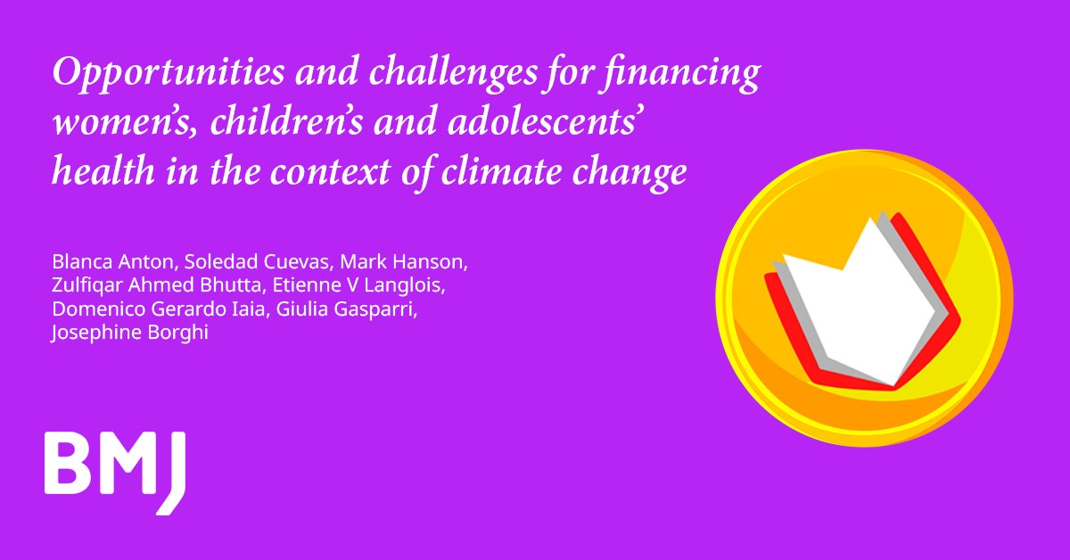 Climate change impacts #WCAH. Key barriers persist in leveraging climate finance for co-benefits & health goals: lack of capacity at the country level, reliance on market-based financing mechanisms & sector siloed decision-making. Read more here: 👇 gh.bmj.com/content/9/4/e0…
