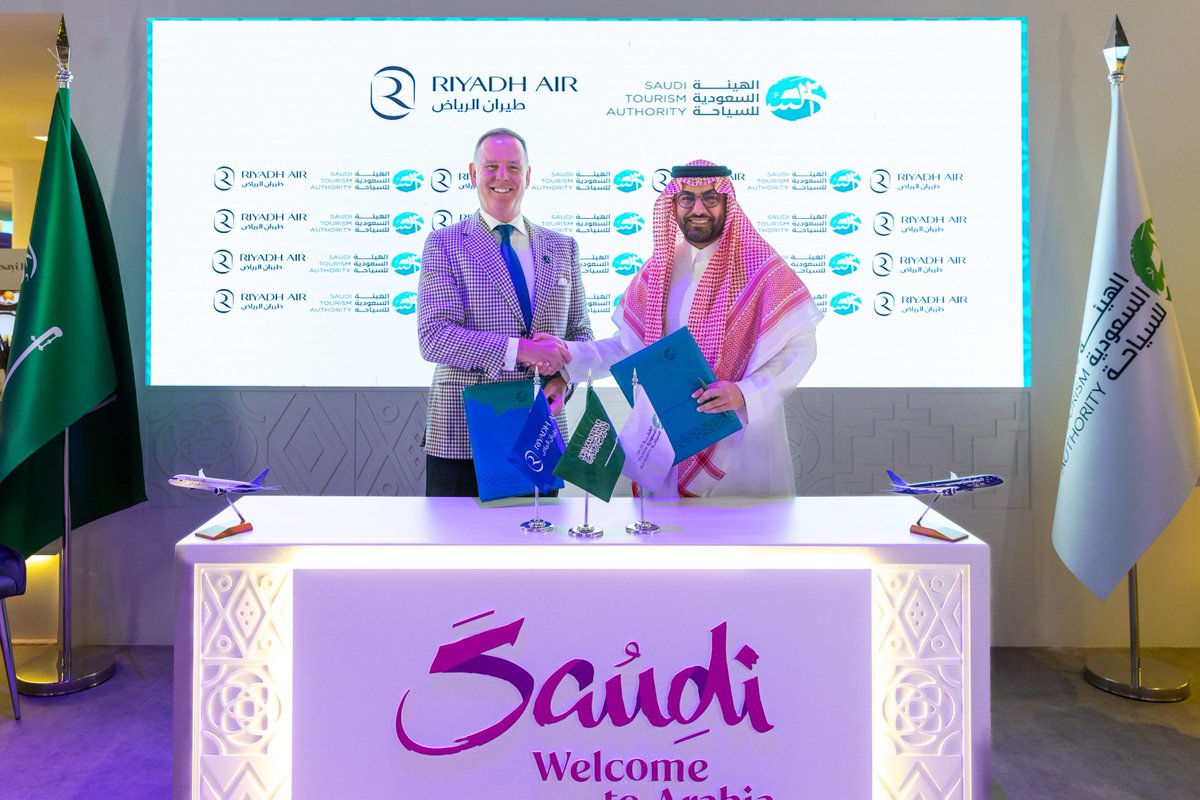On the sidelines of #ATMDubai, #RiyadhAir signed an MoU with @SaudiTourism that will see us collaborate closely to enhance the level of service for travelers in line with the Kingdom's booming tourism sector. Read more about our partnership at: bit.ly/riyadhairsta