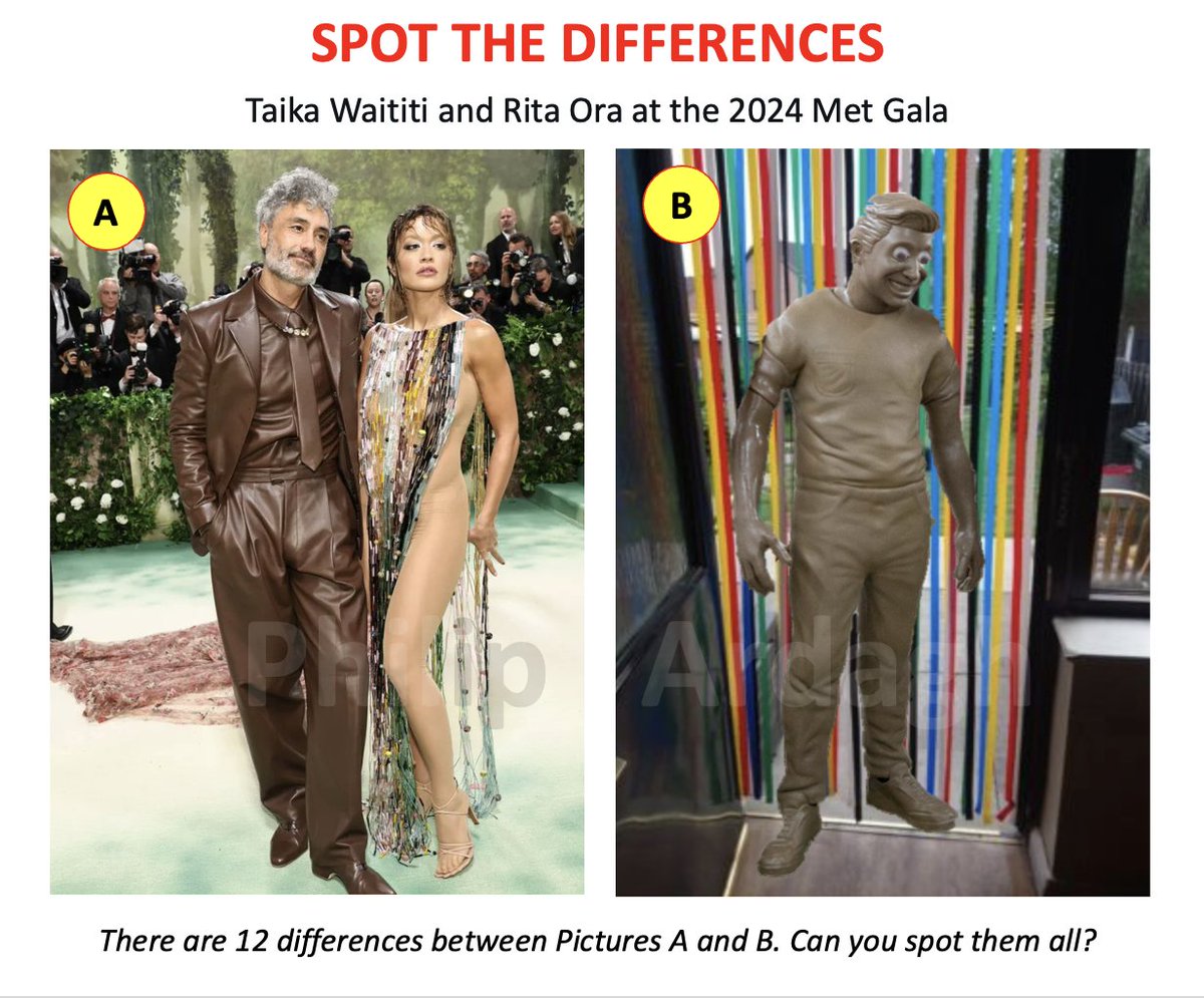 Hmmm. This Taika Waititi & Rita Ora spot-the-differences is tricky one! #MetGala #MetGala2024