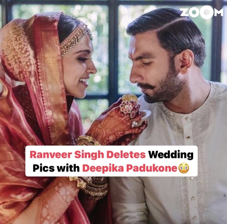 Reports are rife that actor #RanveerSingh has deleted wedding pics with wife #DeepikaPadukone from his social media handles😳