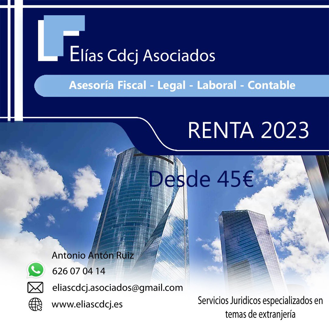 Renta 2023! Desde 45€! 
#Renta2023 #Declaracion #Renta #Asesoria 
Más información en el WhatsApp: 
626 07 04 14