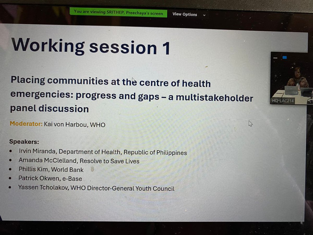 #HappeningNow Our team lead, @okwen and other panelists are discussing on; Placing communities at the centre of health emergencies: progress and gaps, at the ongoing @WHO Community Protection Partners meeting. @JBIEBHC @MinsanteCMR @WorldEBHCDay @gavi @sabinvaccine @UNICEF