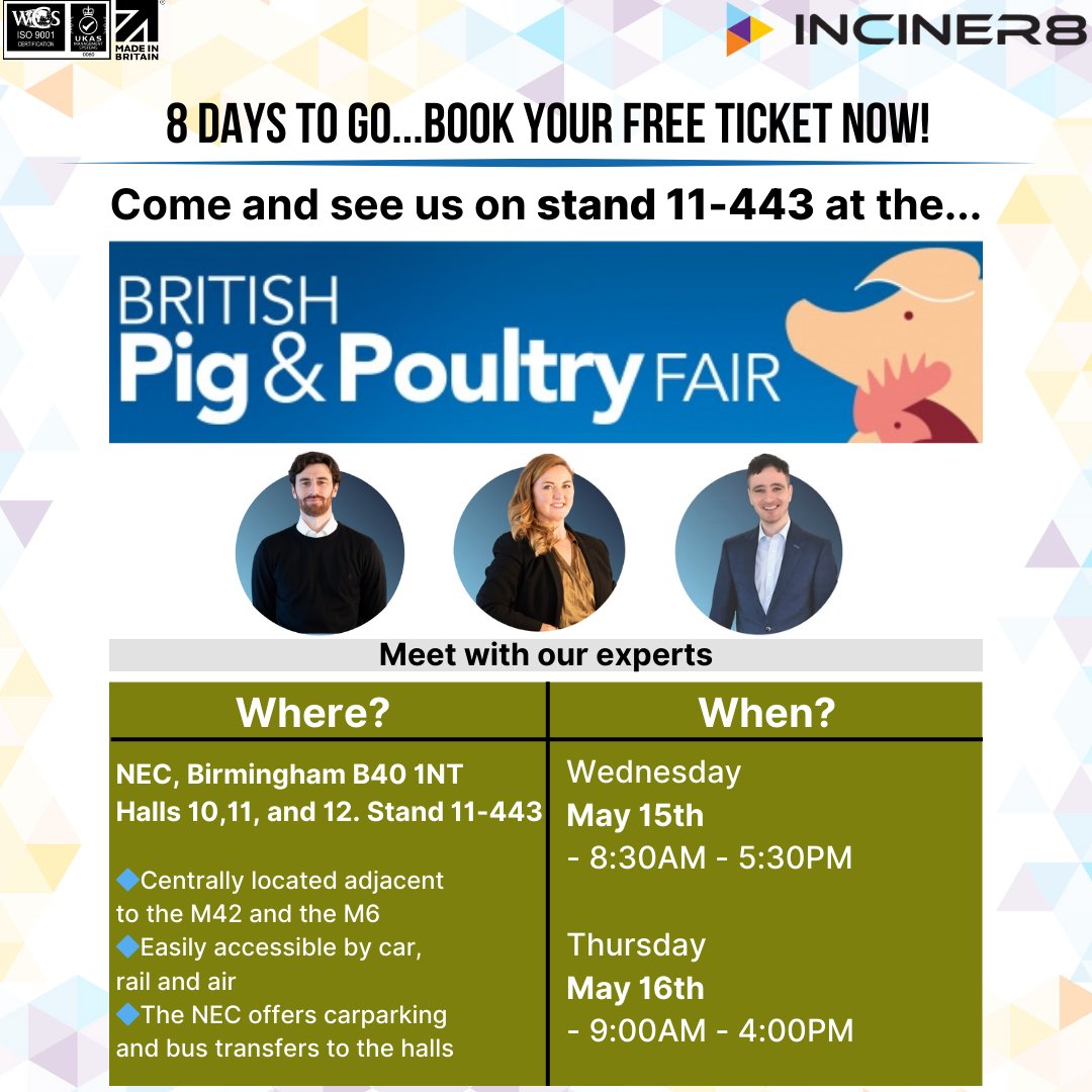 Join us at the British Pig & Poultry Fair 2024 this month!🐷🐔🥚

Secure your spot today by registering on the official Pig & Poultry webpage - bit.ly/3JQMvPr

💻bit.ly/44yZ6Ag
📨Email sales@inciner8.com for a quick quote
📞Or call us on +44 1704 884020