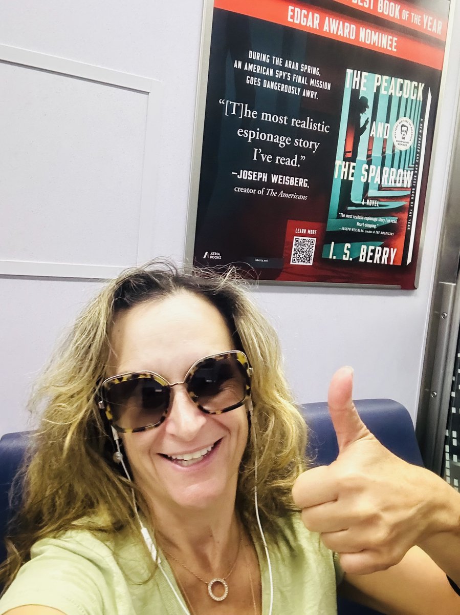 Thanks to my friend (& fellow former @cia spy) @LindsayMoran for spotting THE PEACOCK AND THE SPARROW on the DC metro - twice! Once on the blue line, once on the silver. @wmata @OUTFRONTMEDIAUS @AtriaMysteryBus @ITWDebutAuthors @AtriaBooks