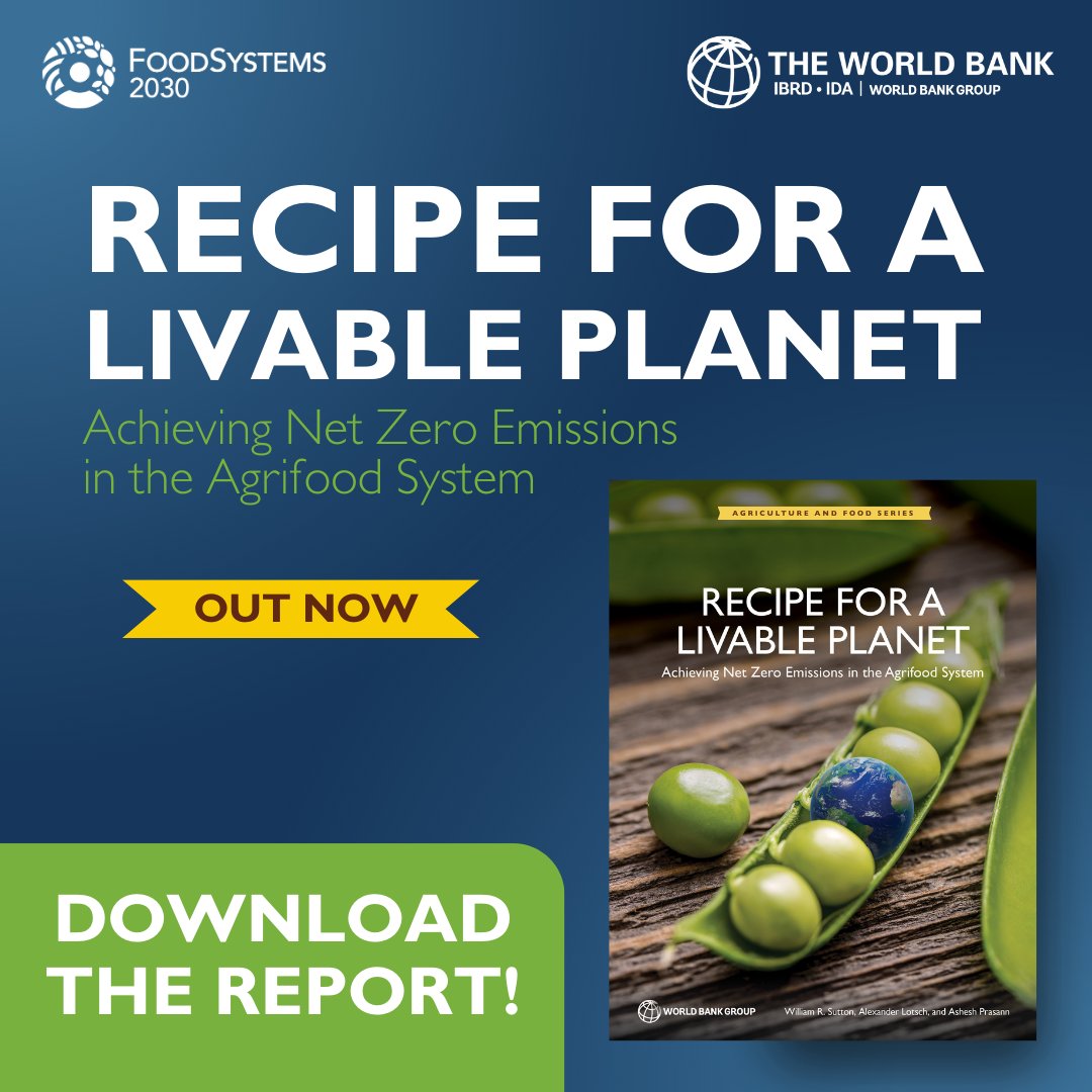 Every country must support #FoodSystems to... 🌍 Drive #ClimateAction 🥗 Improve food security 󰞾 Bolster livelihoods 🌳 Restore ecosystems ...and more! Download @WorldBank's Recipe for a Livable Planet report to find out how: wrld.bg/sXIQ50Ryi3K