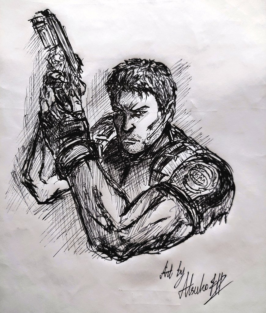 Quick Pensketch of #ChrisRedfield from #ResidentEvil5 

#ResidentEvil3 #ResidentEvil #ResidentEvilVillage #capcom #Videogame #videogameart