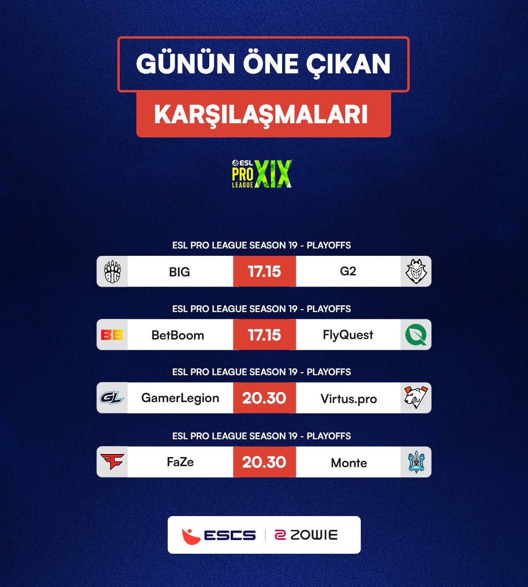 🔥 ESL Pro League Season 19’da Play-off heyecanı başlıyor!