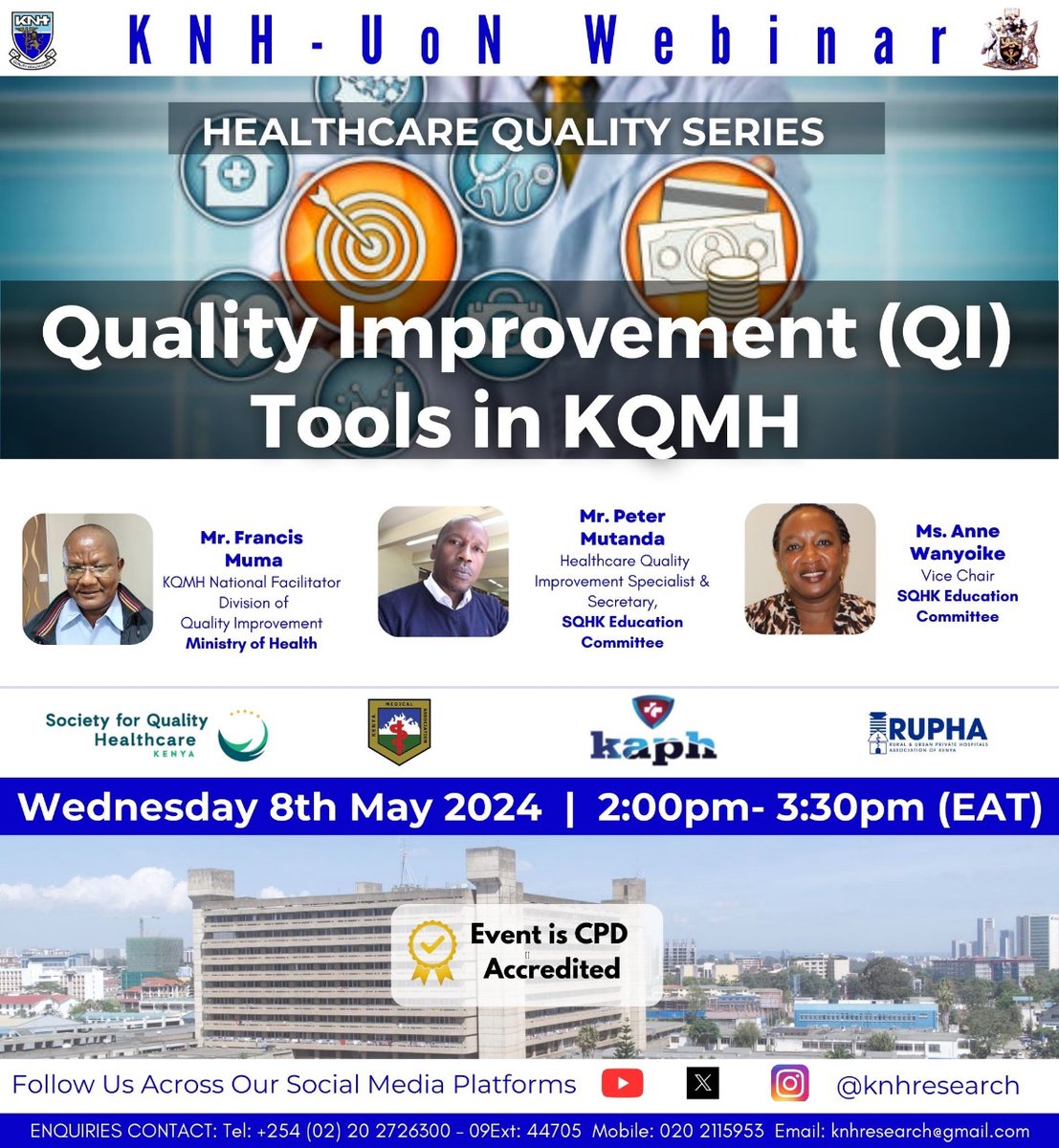 This Wednesday 8th May 🕑 2:00pm-3:30pm 

▶️ Quality Improvement (QI) Tools in KQMH

Reg Here: us02web.zoom.us/webinar/regist…

CPD Accredited Webinar