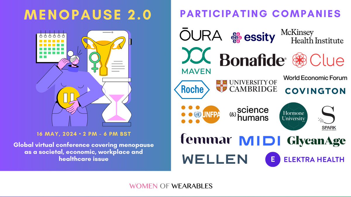 Join me next week for the #Menopause 2.0 conference with world-leading experts from @wef @essity @Roche @McKinsey @ouraring @mavenclinic @clue @CovingtonLLP @Cambridge_Uni @hellobonafide @UNFPA @midihealth @Sciencenhumans @ElektraHealth @glycanage, link buff.ly/3UQmiqO