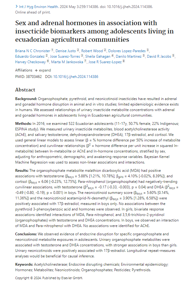 Organophosphate pesticides and neonicotinoids are strong endocrine disruptors, as this new study shows.  One of the best ways to reduce your exposure as much as possible is to buy organic produce. Just a week of organic eating can reduce glyphosate levels in urine by up to 45%.