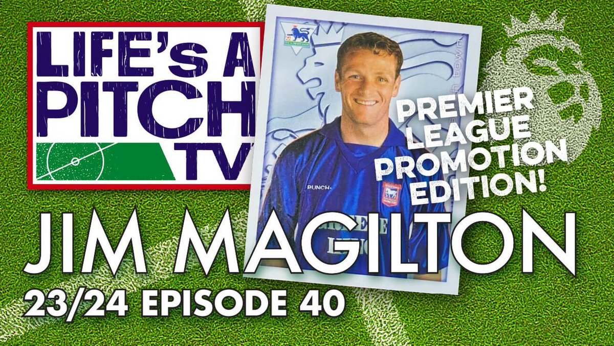 lifesapitchtv's tweet image. This week's special guest on @lifesapitchtv is Blues legend Jim Magilton, a man who knows what it's like to win promotion to the Premier League with Town. Available via youtube.com/@LifesAPitchTV and audio podcast platforms from 10pm on Wednesday. #itfc #premierleague