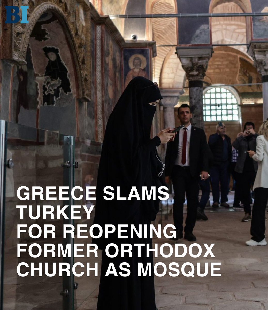 The Greek Foreign Ministry condemned the official reopening as a mosque of the Chora Museum, a former Greek Orthodox religious site in Istanbul. This move echoed the controversial reopening of the landmark Hagia Sophia as a mosque four years ago.👇

balkaninsight.com/2024/05/07/gre…