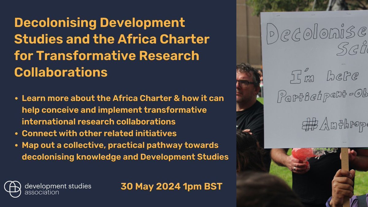 There's a lot of talk about equitable research partnerships but are they truly transformative? 
DSA webinar on 30 May will explore what this means by looking at the Africa Charter for Transformative Research Collaborations. 
Join us: buff.ly/4bpWw25