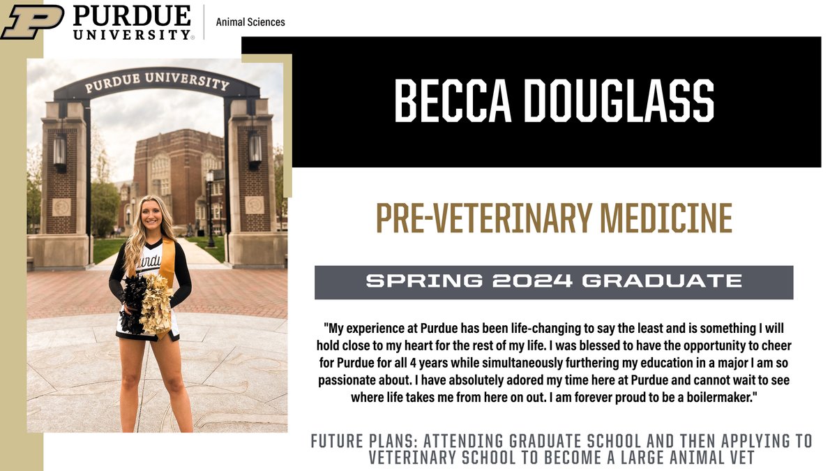 #PurdueANSC is recognizing its @PurdueAg spring graduates. Today, we are highlighting Becca Douglass. Congratulations, Becca!
