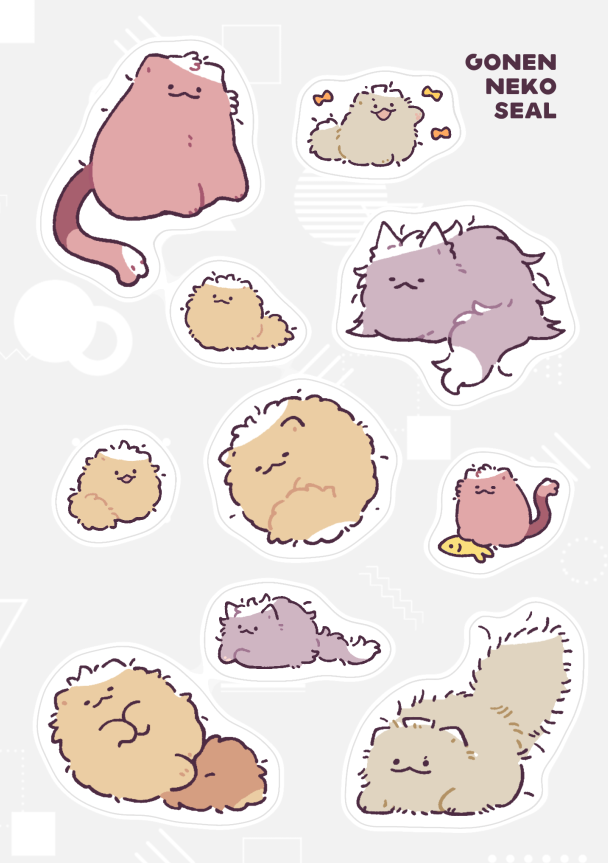 【ねこ&amp;けだまのシール】
A6シートのミニシールです。さりげなく貼れるサイズだと思います🙆
https://t.co/ByvKGAHDvv 