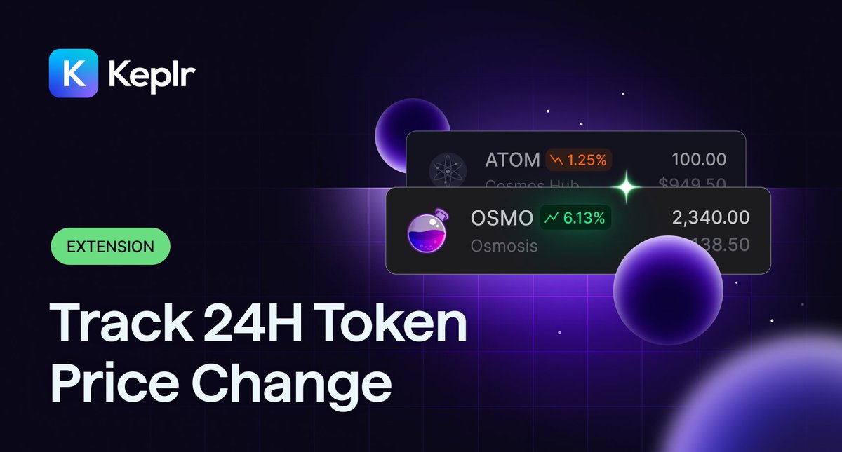 keplrwallet's tweet photo. Keplr Extension now shows 24-hour price changes for all tokens at a glance! 

Stay informed and make smarter decisions 😉 https://t.co/3UsmLG9EjS