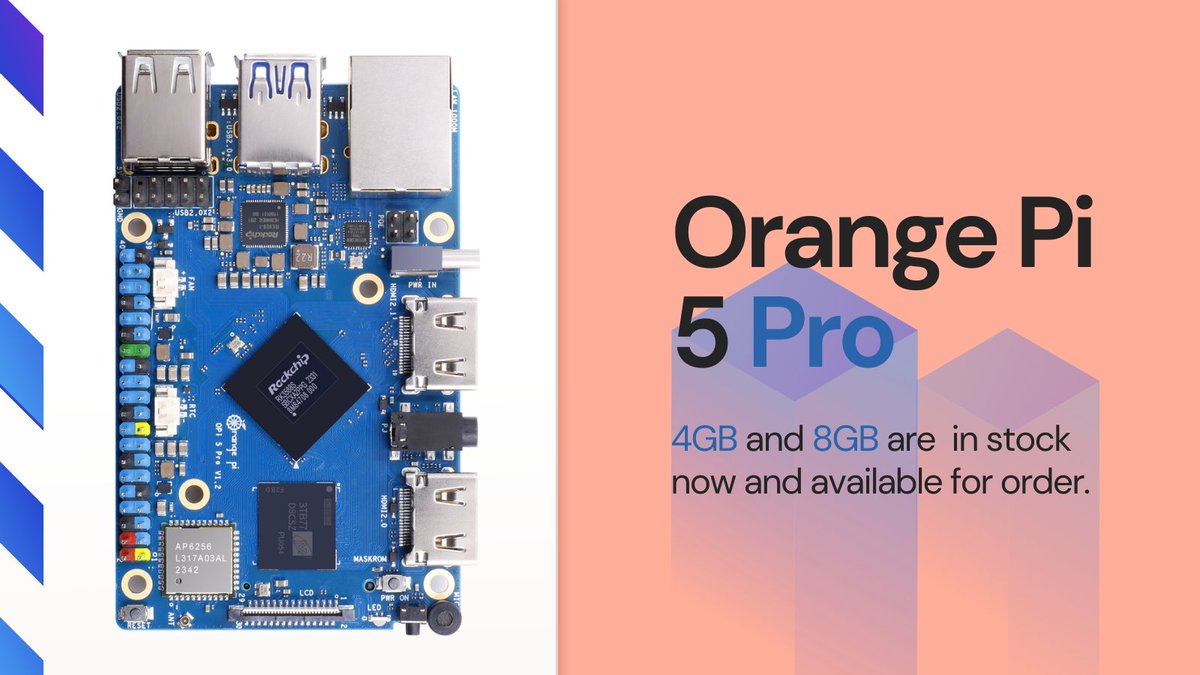 📢📢#OrangePi 5Pro 4GB and 8GB are in stock now and available for order. 💰$60 with 4GB RAM 💰$80 with 8GB RAM 💰$109 with 16GB RAM 🛒: orangepi.org/html/hardWare/…