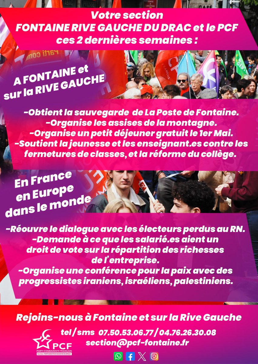 PCFFontaineRG's tweet photo. L'actu de la section💪
Vous aussi, vous pouvez nous rejoindre et participer 🙂
Sms 0750530677
#PCFisBACK
@38_Generations
@oserafontaine https://t.co/swIMg1quyr