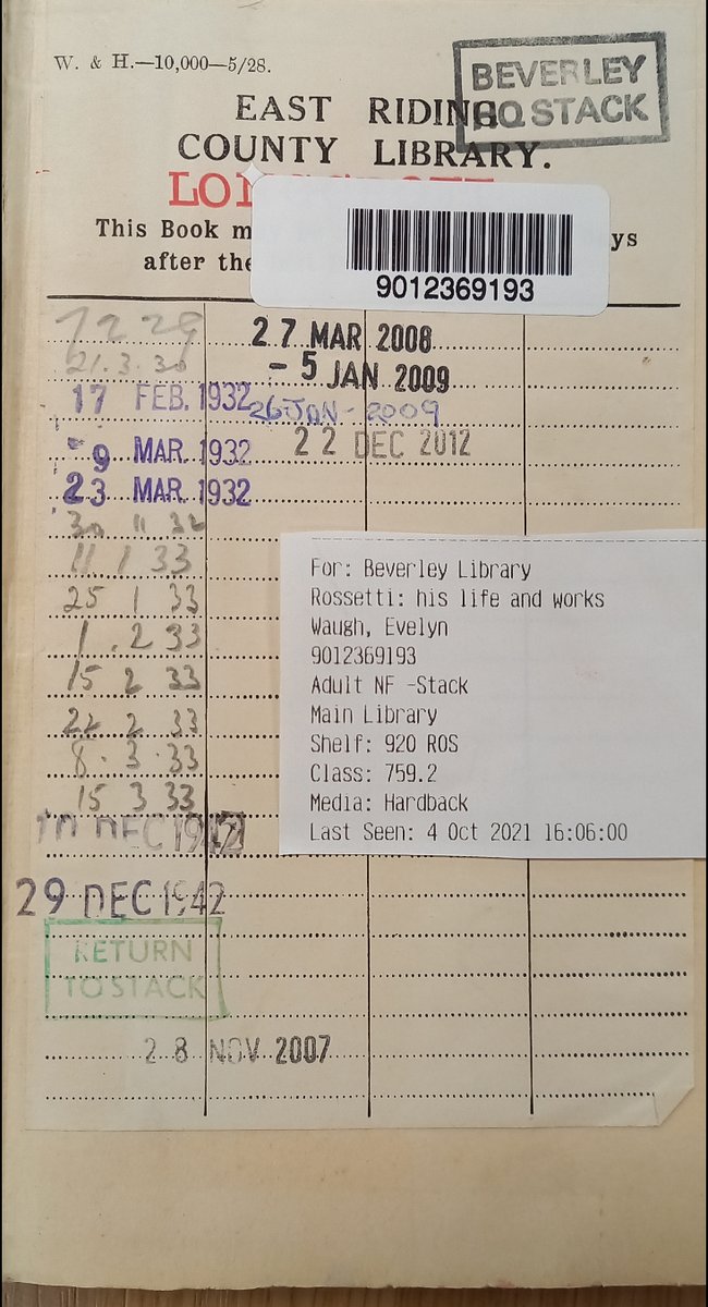 ERLibraries's tweet photo. We love that our libraries are are so sustainable but imagine our excitement when a request for this book arrived today & we saw it was first loaned in 1929 - how lovely that it is still being read a whole 95 years later!
Perhaps a record for us ☺️
#TheJoyOfLibraries #DateStamp https://t.co/pIQtGMzn2n