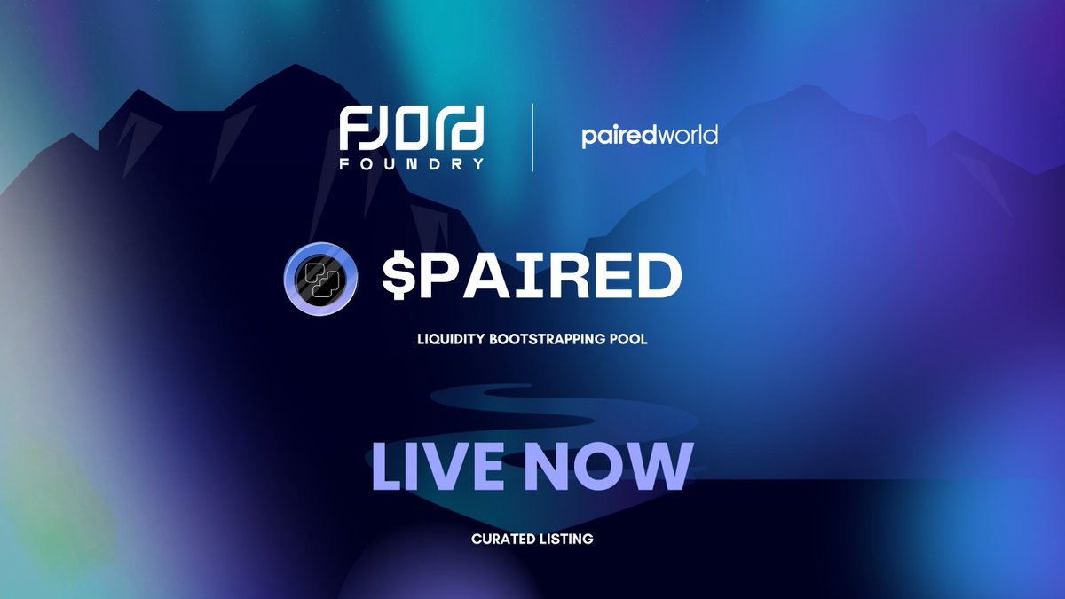 🚀 $PAIRED LBP by @PairedWorld is now LIVE on @FjordFoundry! PairedWorld is the first and only social protocol that authenticates and rewards real-world Interactions. ⏰ Duration: May 7th - May 11th, 2024. Curated by @jkrdoc Get more details here: app.fjordfoundry.com/pools/0xE025ef…