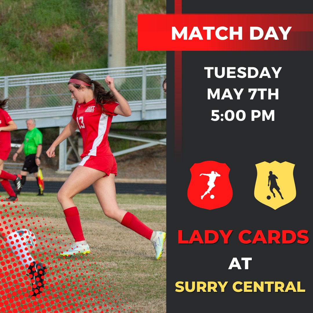 ES_Athletics's tweet photo. Good luck to @ES_WSoccer as they conclude the regular season with a match at Surry Central (at Fisher RIver Park). Match begins at 5pm. Go Cards! https://t.co/jpBXTGOvEl