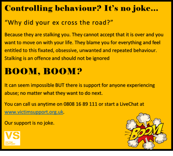 #coercivecontrol lays the foundation for abuse. It’s no joke and the early warning signs should not be ignored. If you are worried about the behaviours of someone else in your relationship then there is support available 24/7 on 0808 16 89 111 <a href="/VictimSupport/">Victim Support</a> #ThursdayThoughts
