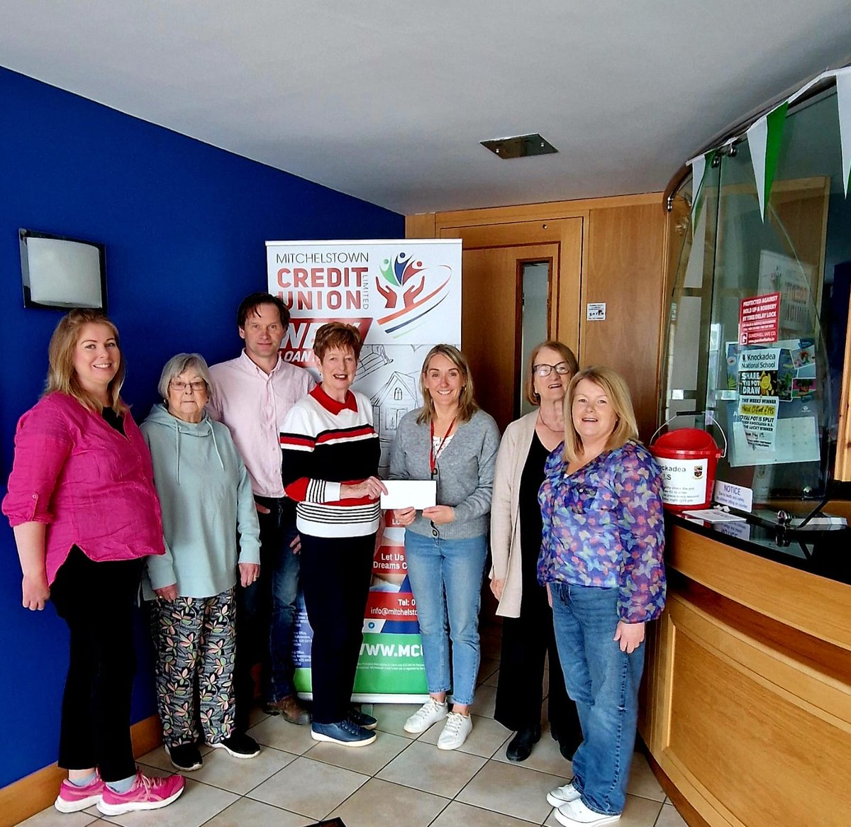 Mitchelstown Credit Union are delighted to support the refurbishment of the Glenroe Community Hall! Pictured here is Marie from MCU presenting the Glenroe/Ballyorgan Community Council with a sponsorship cheque!