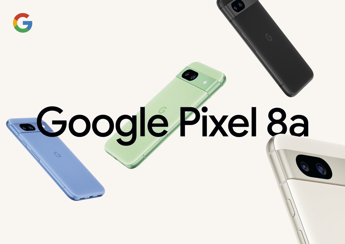 ＼ Google Pixel 8a 📱 5/14 発売 ／

カメラも、写真編集も、バッテリーも、
AI によってパワーアップした新作スマホ。
うれしい価格で新登場。

詳細🔗
goo.gle/3wpRX8S

本投稿をリポストしていただくと、発売日にリマインダーをお届け📩

#GooglePixel8a をいち早くゲット！