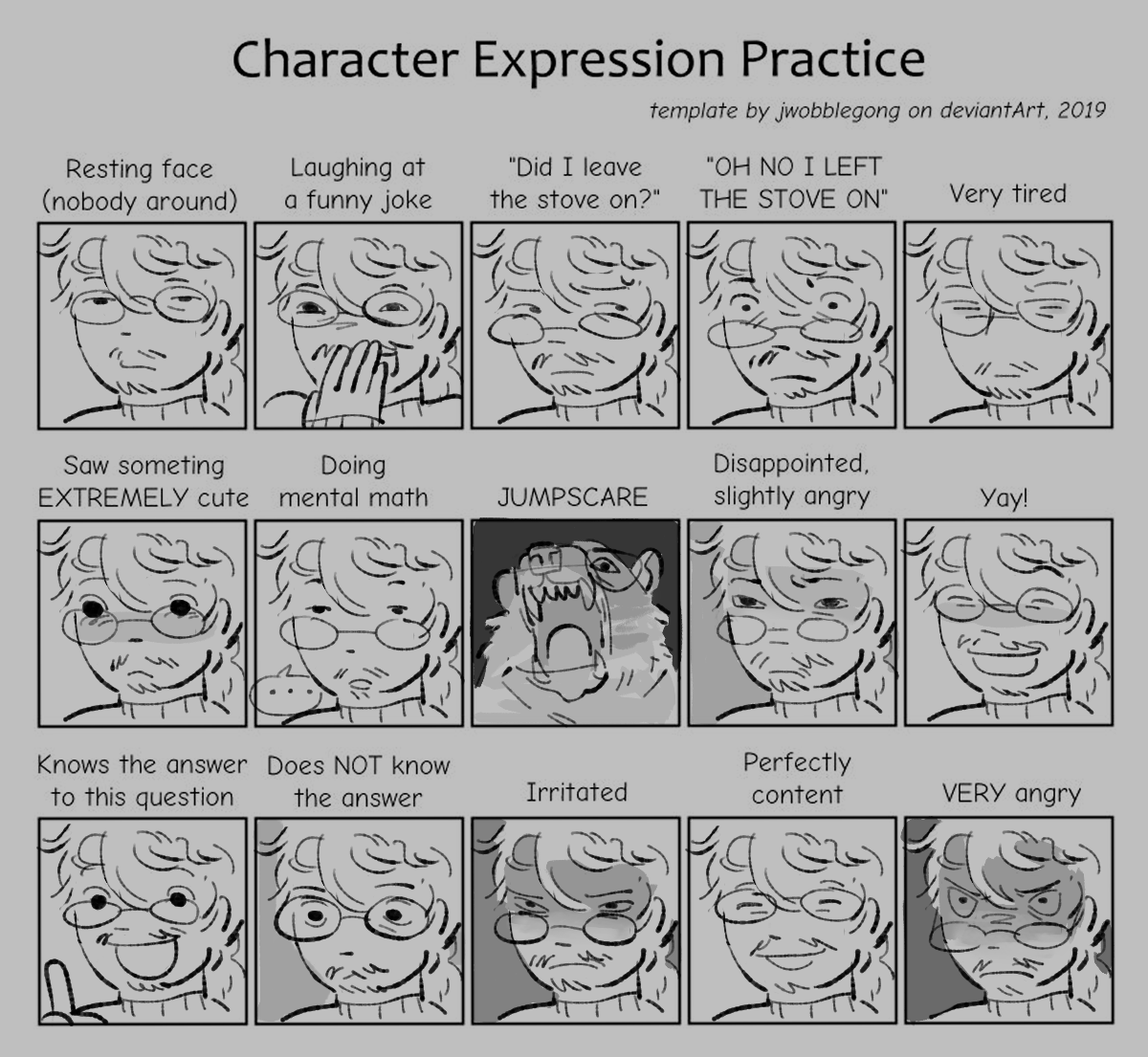 haven't felt productive for the past few days so i just filled this in (prompted by friend cea :>)

(it's not letting me link): Somewhat Specific Character Expression Meme by jWobblegong on DeviantArt