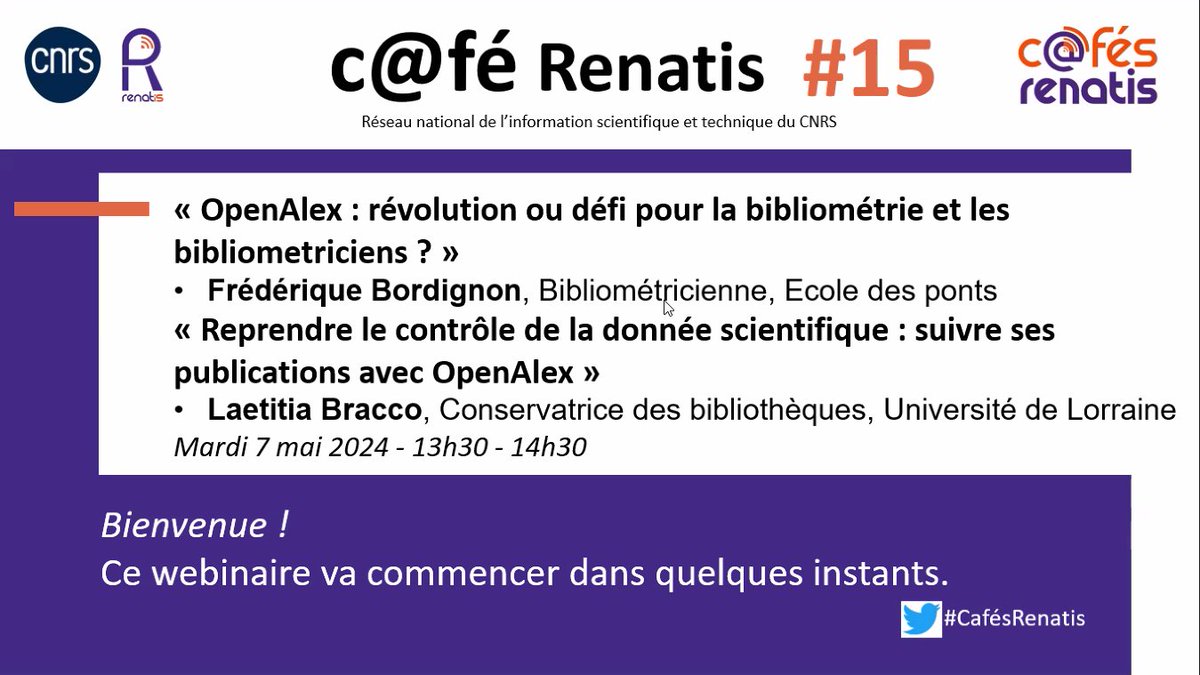 ReseauRenatis's tweet photo. #CafésRenatis #15 sur @OpenAlex_org , c'est parti ! 👇
Un sujet qui interpelle bcp de #proIST : +180 inscrits 🤩
#openscience #metadata #opencitations #data #search #bibliométrie https://t.co/DBux4YvFsI
