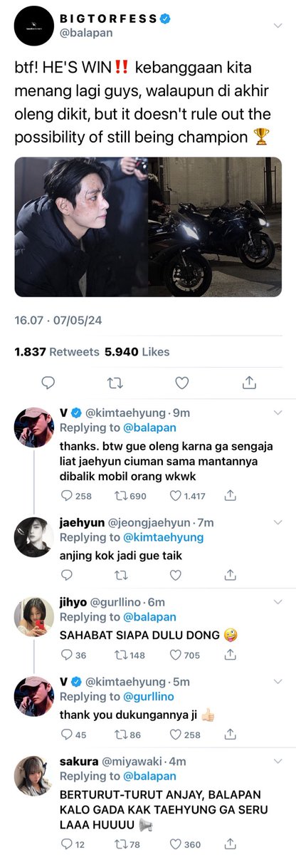 minezerry's tweet photo. taekook au : balapan. 

seorang pemenang kompetisi balap liar secara berturut-turut yang mempunyai asisten bawel. 

“balap dulu bentar, nanti gue balik.”
“pulang atau gue jadiin lego semua motor-motor lo.” https://t.co/b2HYrmnUXO